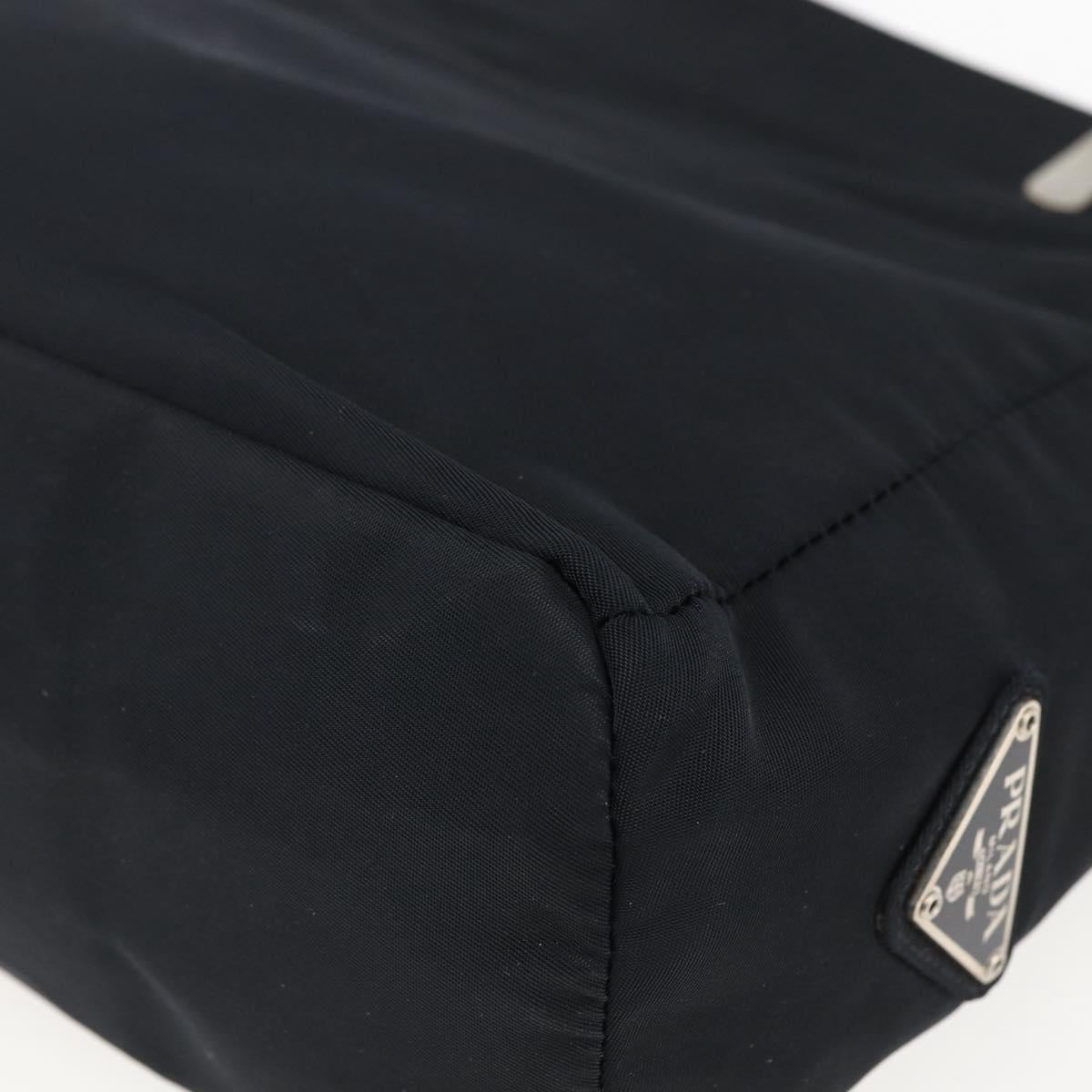 PRADA Hand Bag Nylon Black Silver Auth 173667