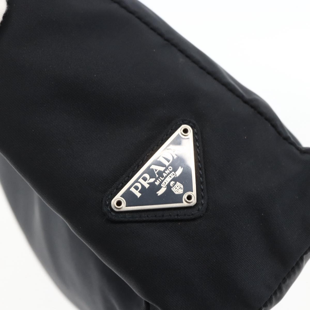 PRADA Hand Bag Nylon Black Silver Auth 173667
