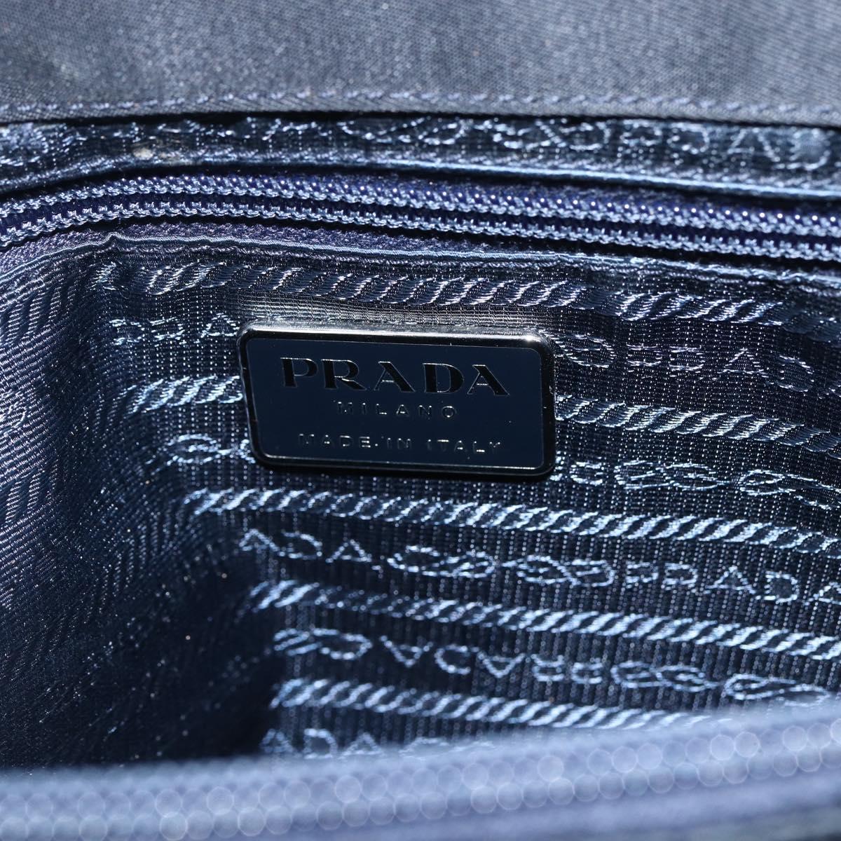 PRADA Hand Bag Nylon Black Silver Auth 173667