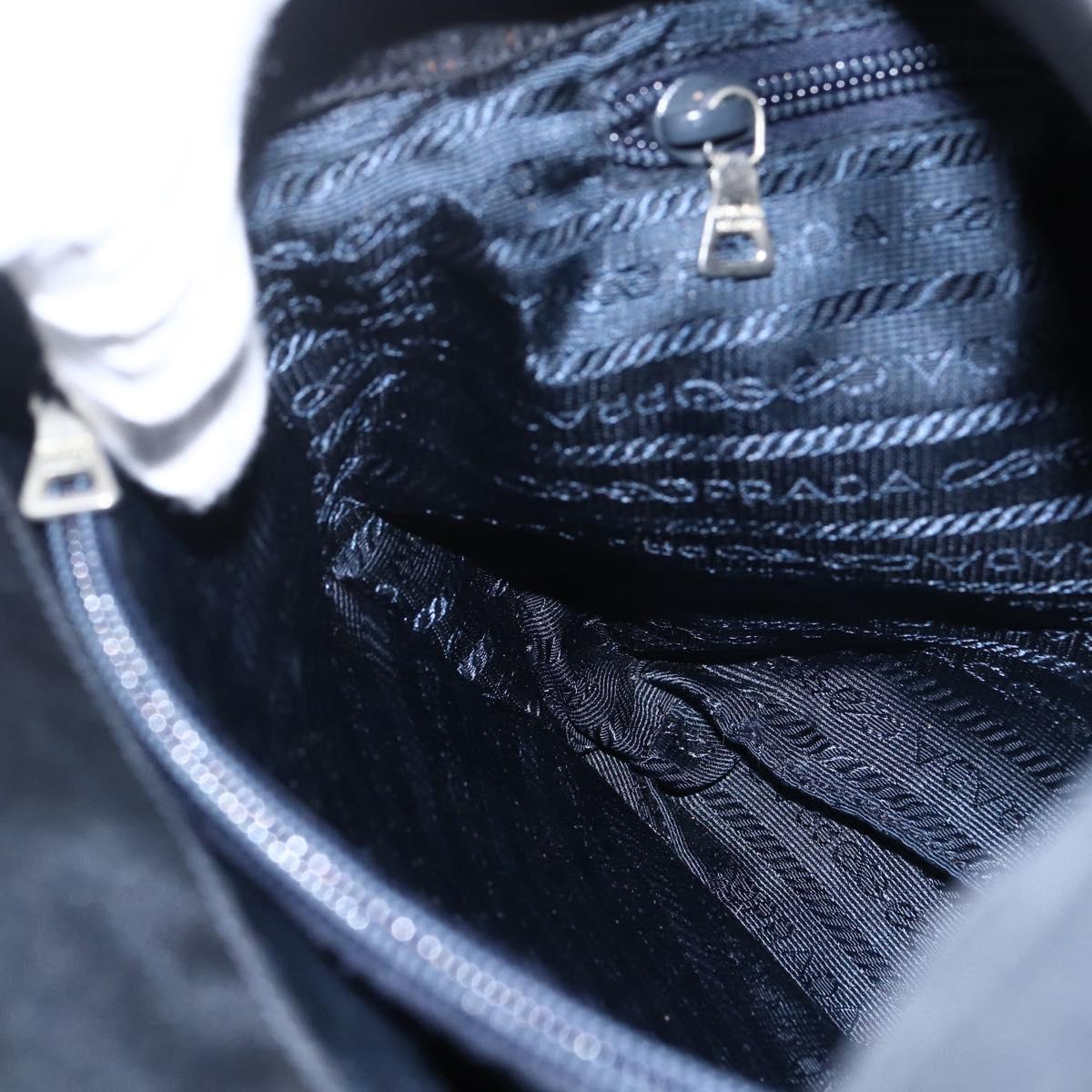 PRADA Hand Bag Nylon Black Silver Auth 173667