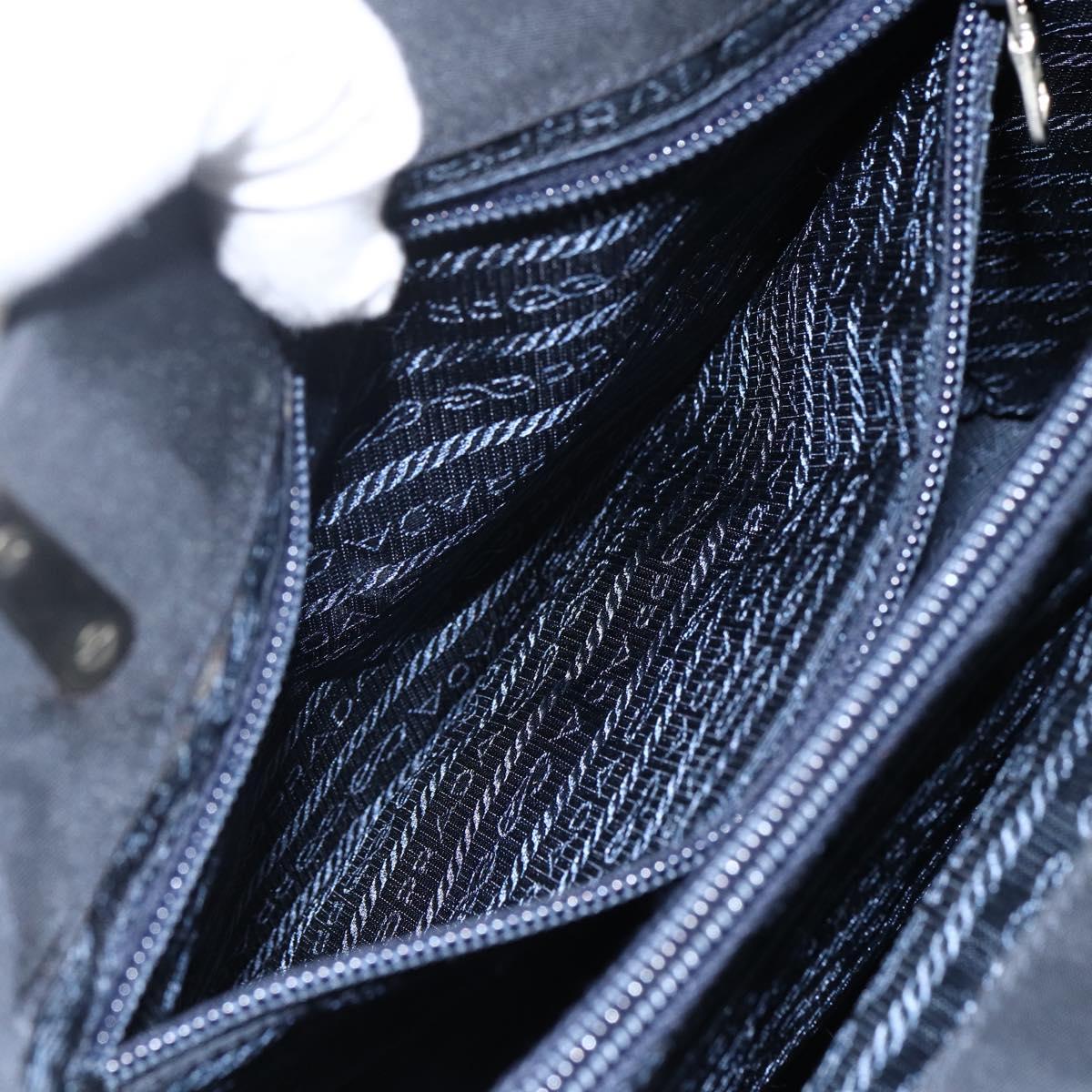 PRADA Hand Bag Nylon Black Silver Auth 173667