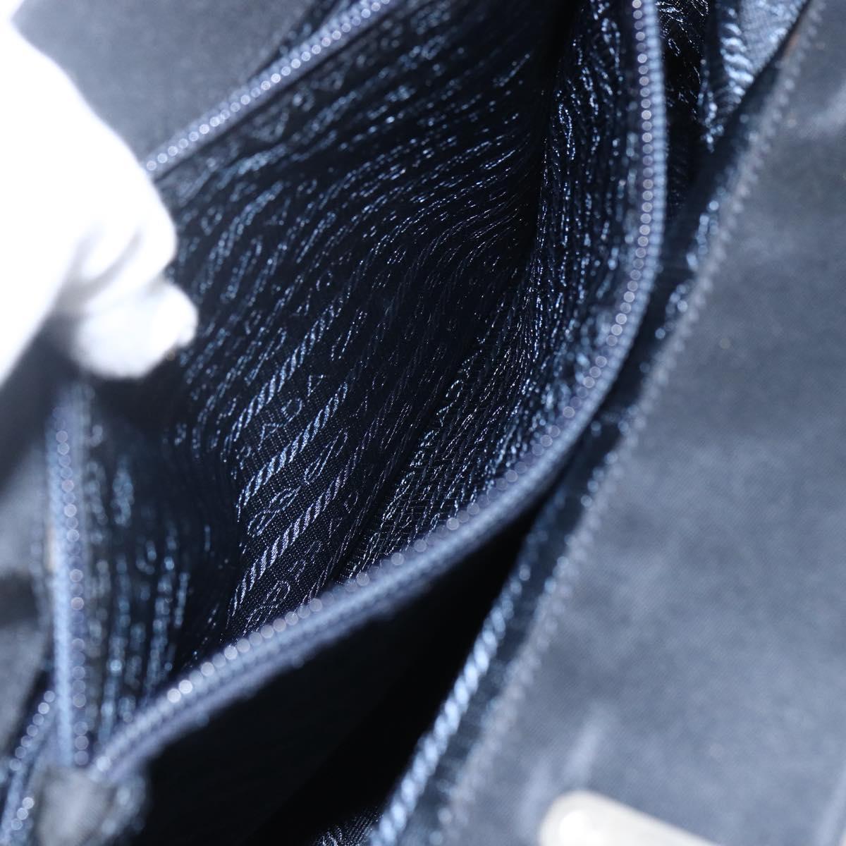 PRADA Hand Bag Nylon Black Silver Auth 173667