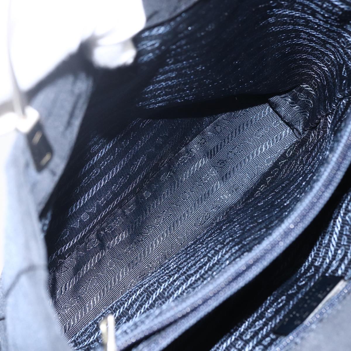 PRADA Hand Bag Nylon Black Silver Auth 173667