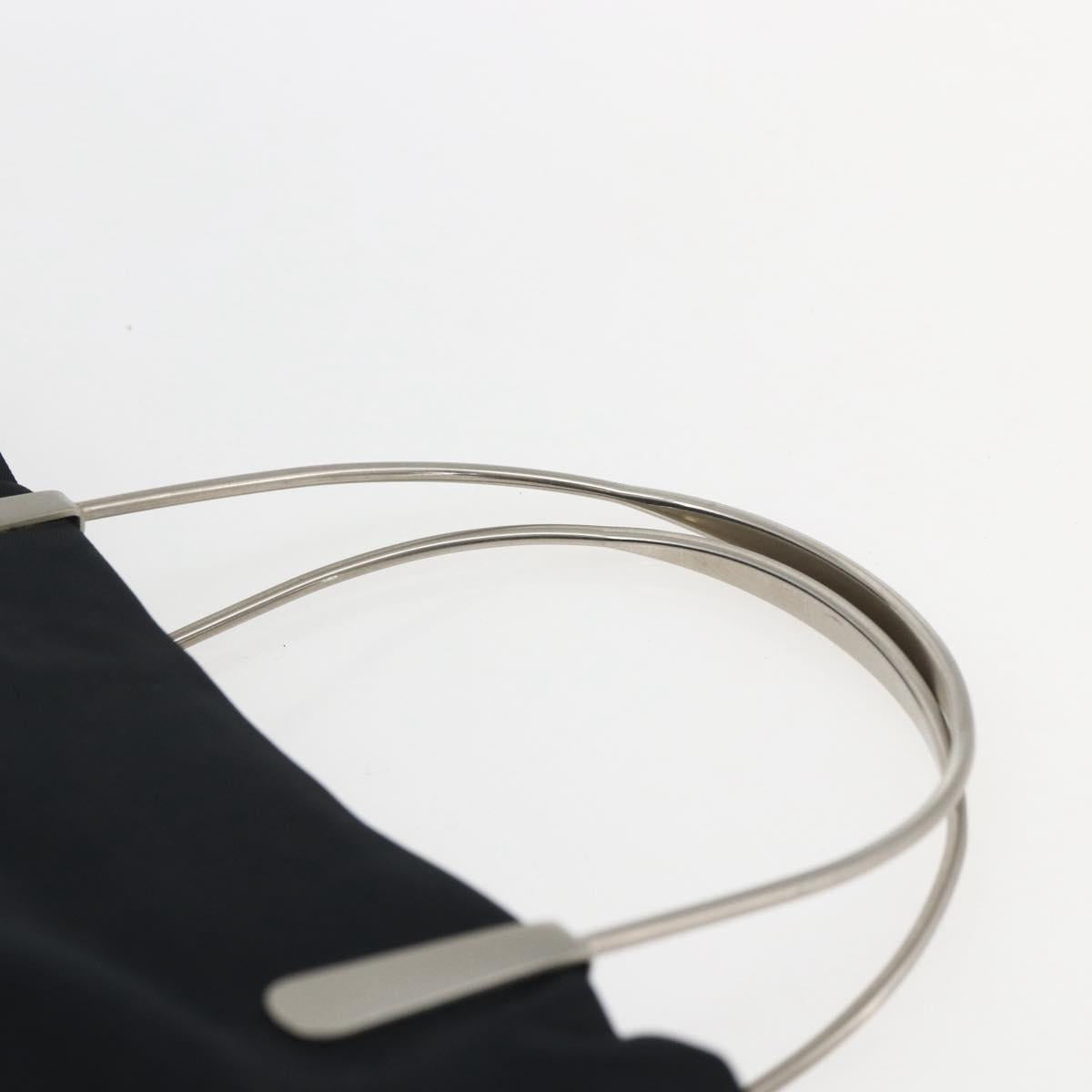 PRADA Hand Bag Nylon Black Silver Auth 173667