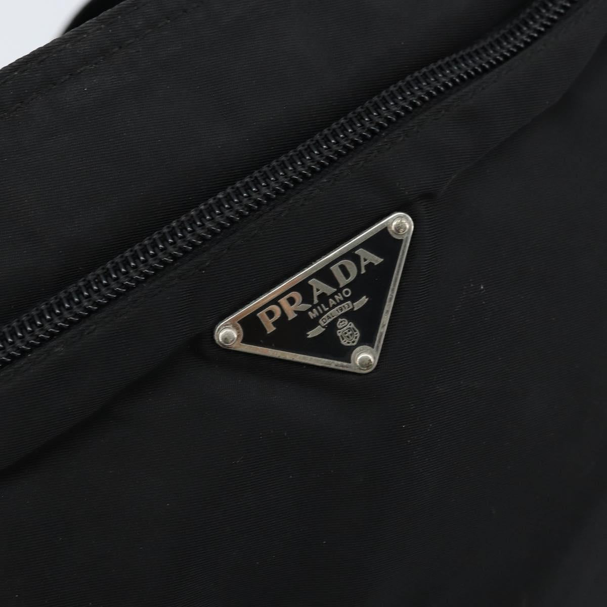 PRADA Shoulder Bag Nylon Black Silver Auth 173668