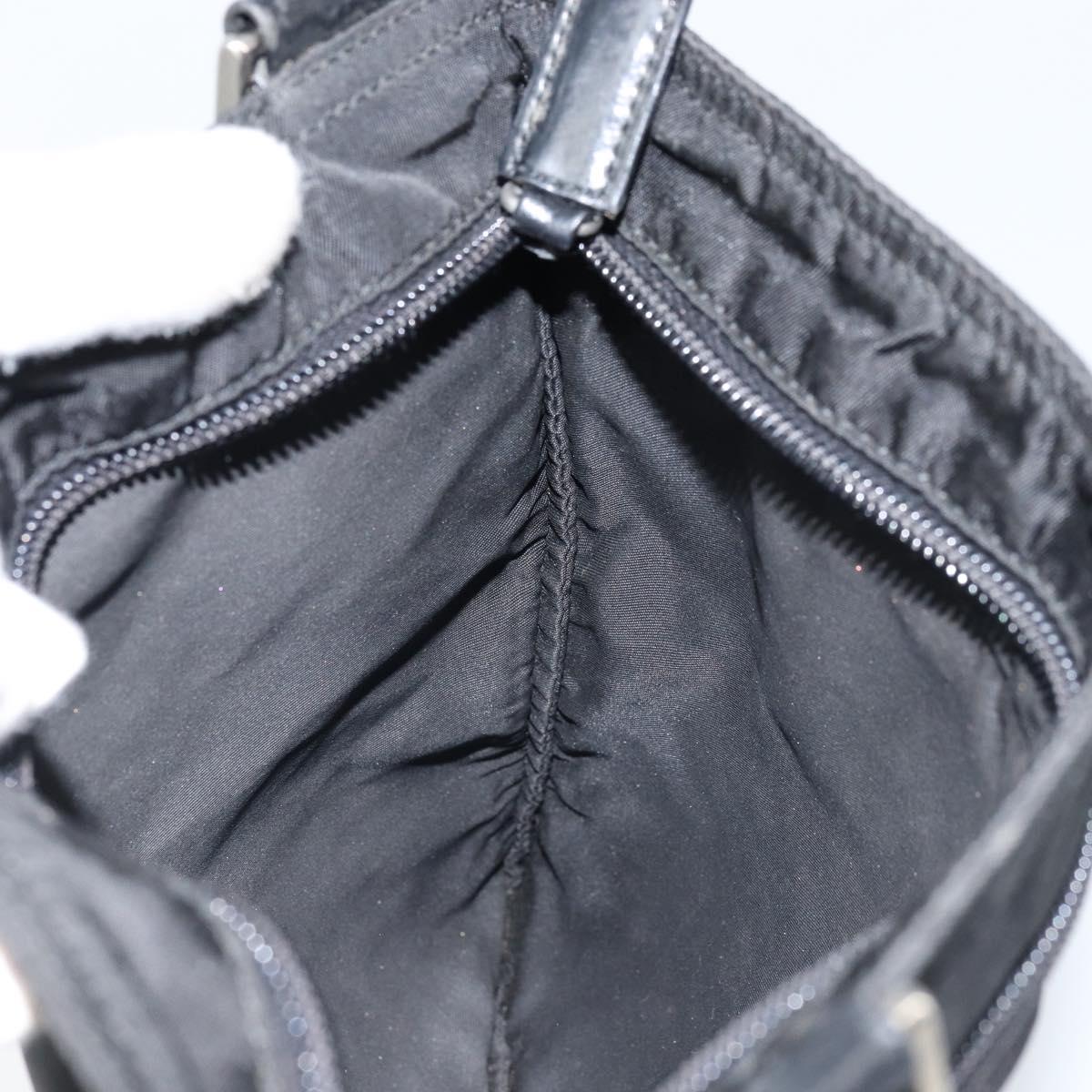 PRADA Shoulder Bag Nylon Black Silver Auth 173668