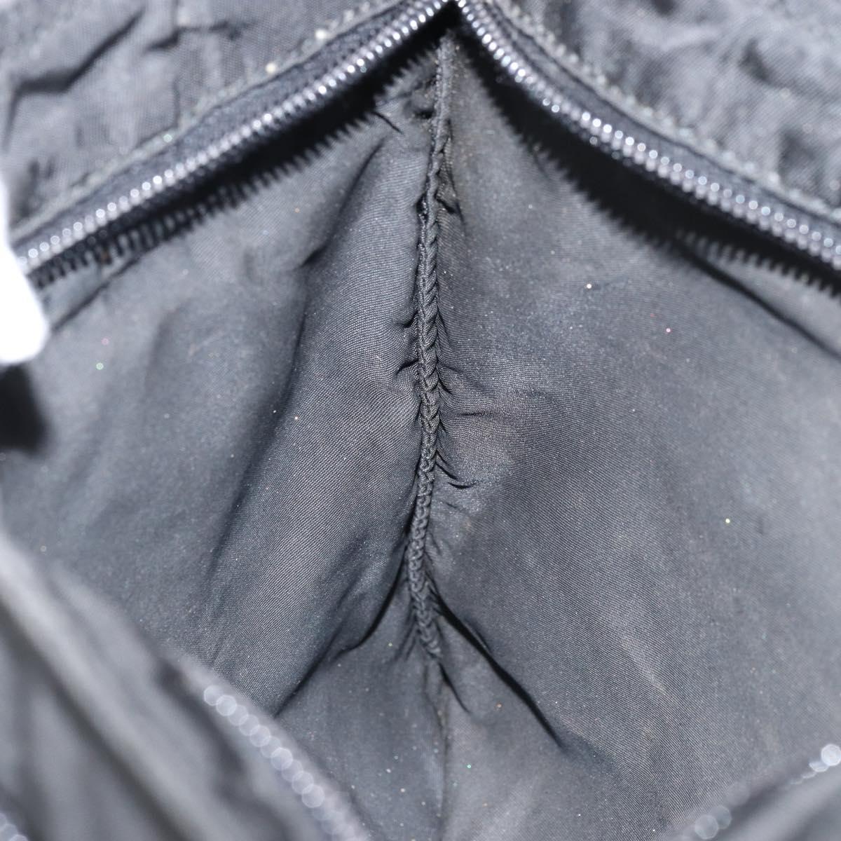 PRADA Shoulder Bag Nylon Black Silver Auth 173668