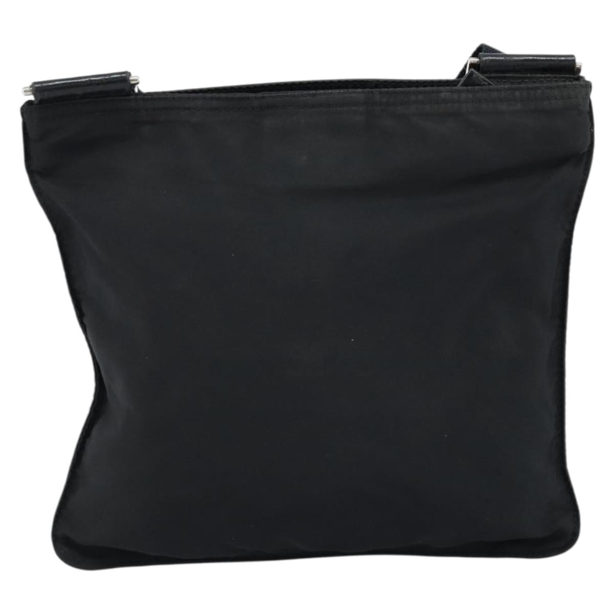 PRADA Shoulder Bag Nylon Black Silver Auth 173668