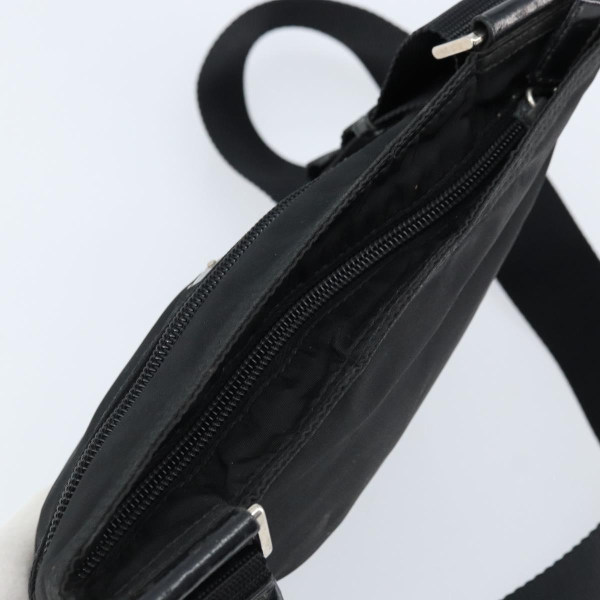 PRADA Shoulder Bag Nylon Black Silver Auth 173668