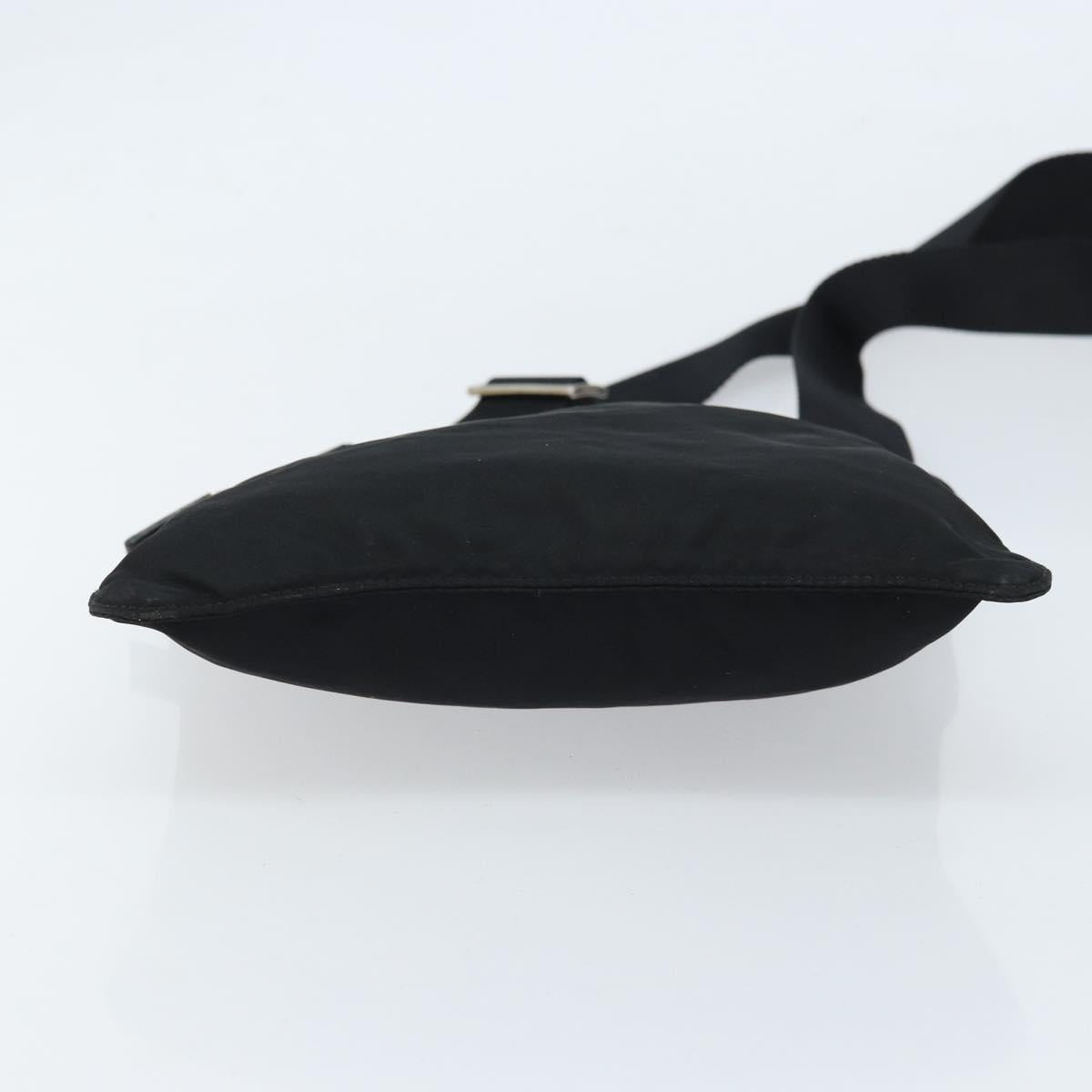 PRADA Shoulder Bag Nylon Black Silver Auth 173668