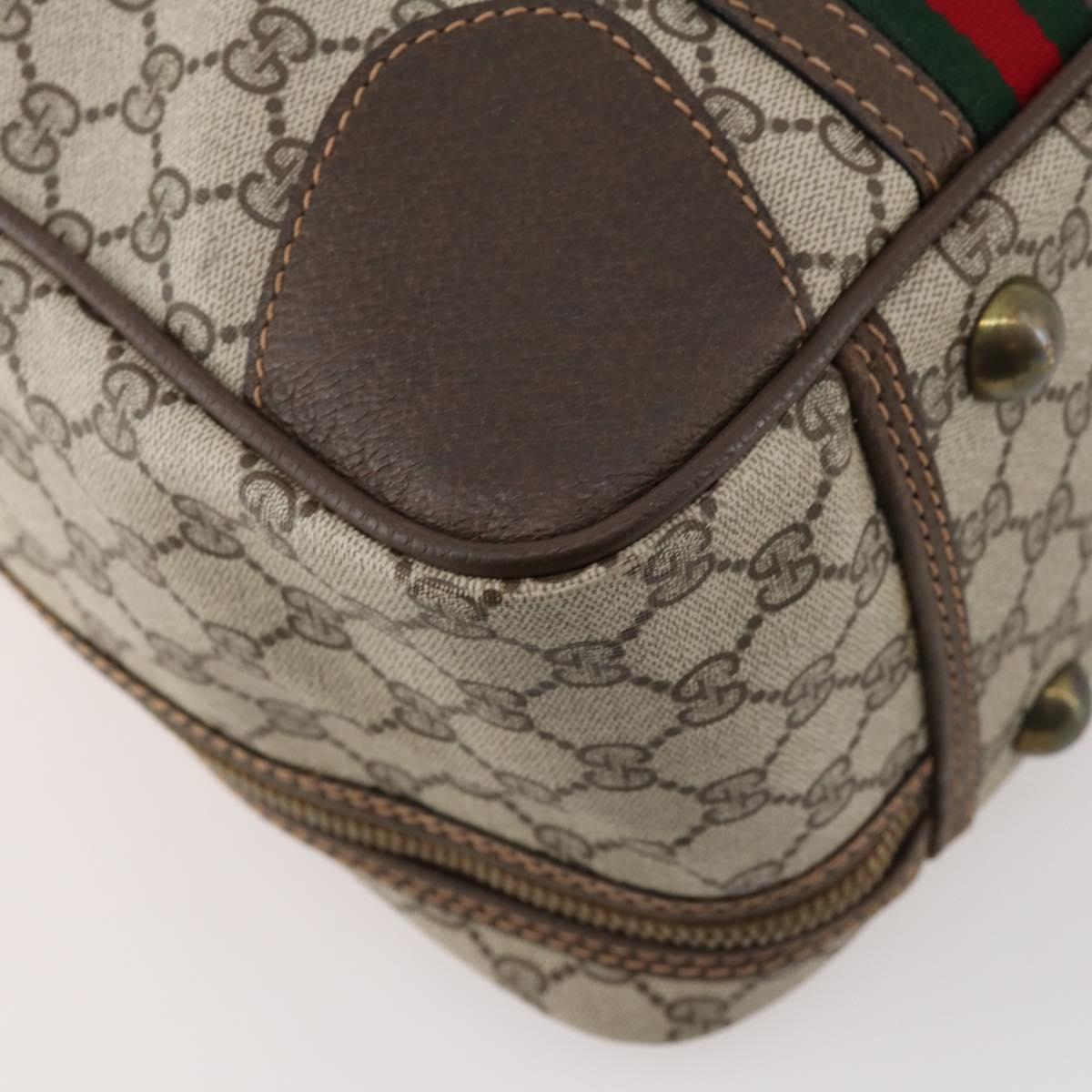GUCCI GG Supreme Web Sherry Line Hand Bag PVC Beige Gold Auth 173669