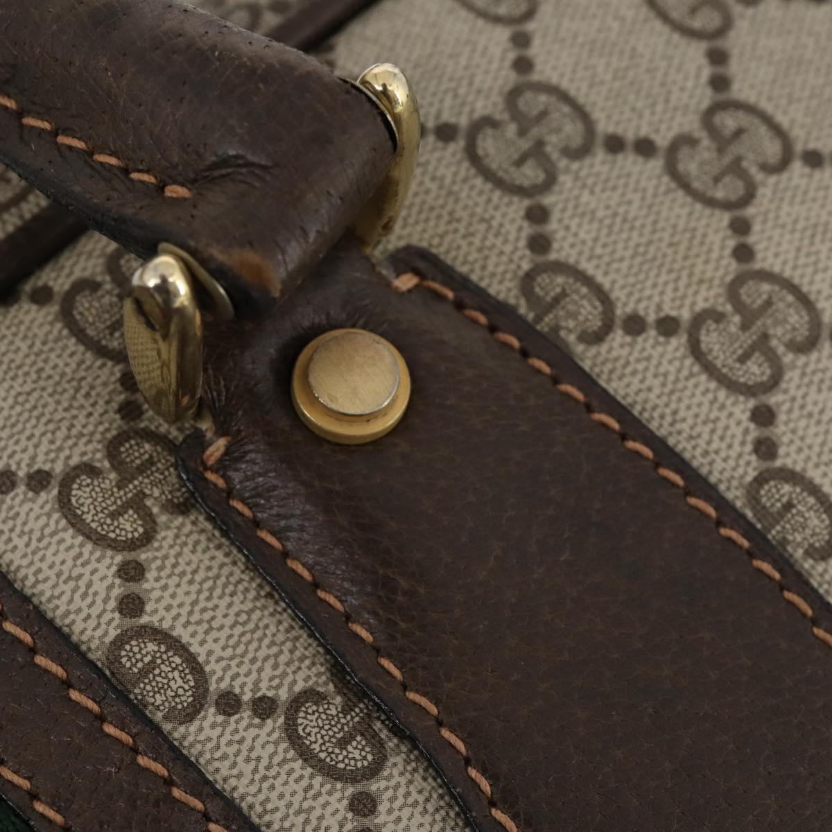 GUCCI GG Supreme Web Sherry Line Hand Bag PVC Beige Gold Auth 173669
