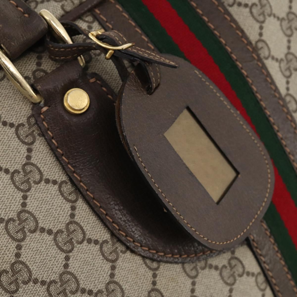 GUCCI GG Supreme Web Sherry Line Hand Bag PVC Beige Gold Auth 173669