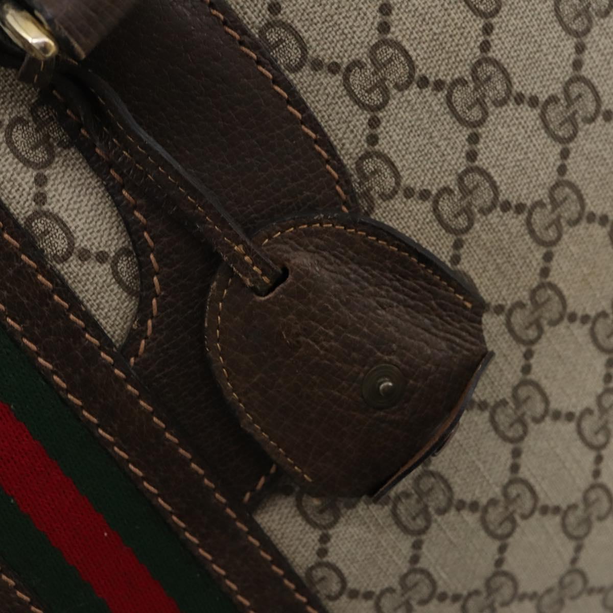 GUCCI GG Supreme Web Sherry Line Hand Bag PVC Beige Gold Auth 173669