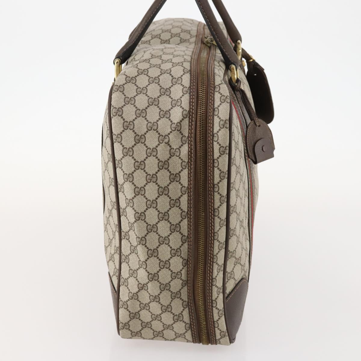 GUCCI GG Supreme Web Sherry Line Hand Bag PVC Beige Gold Auth 173669