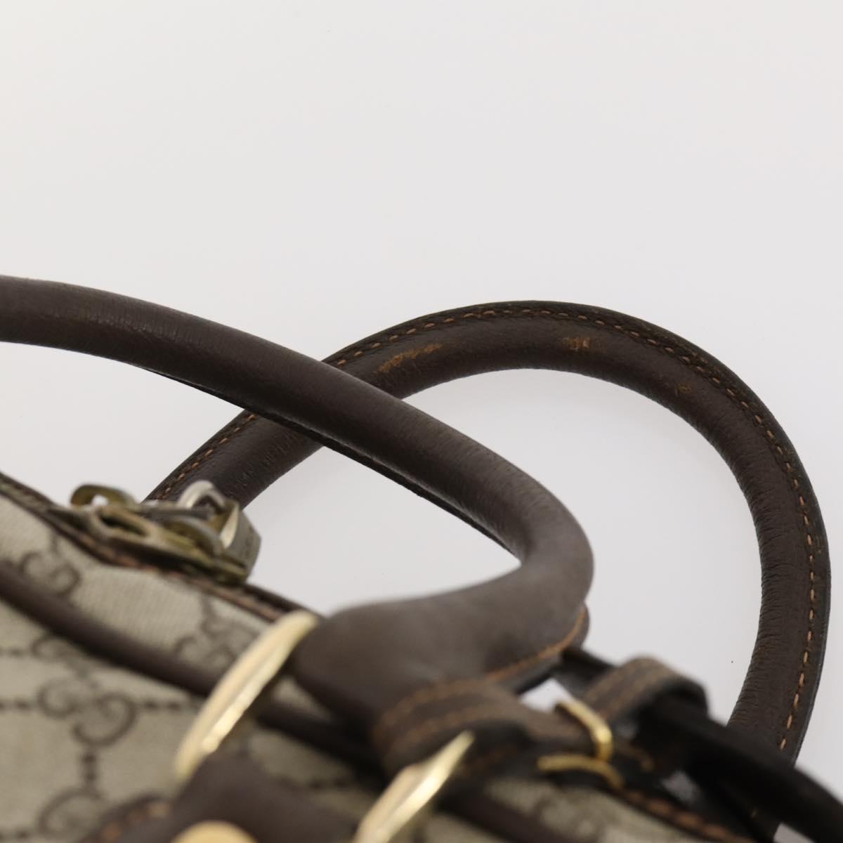 GUCCI GG Supreme Web Sherry Line Hand Bag PVC Beige Gold Auth 173669