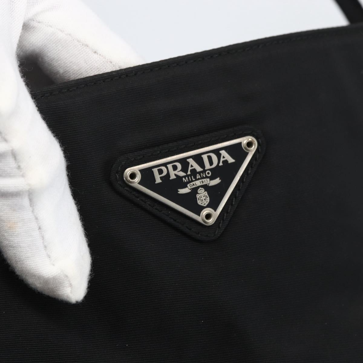 PRADA Tote Bag Nylon Black Silver Auth 173672