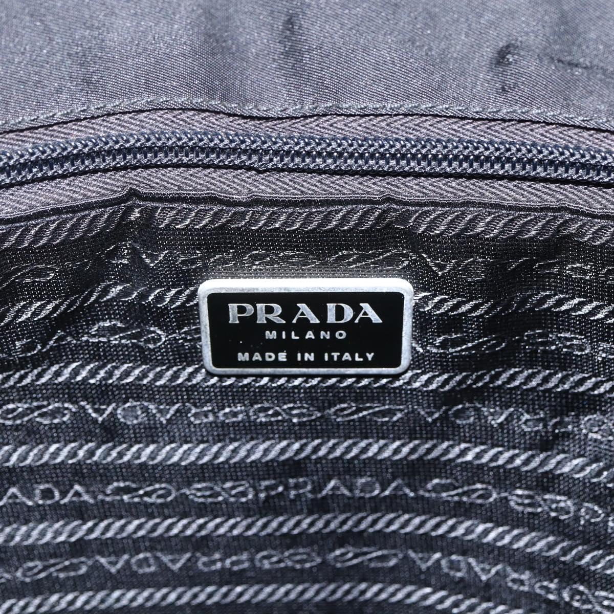 PRADA Tote Bag Nylon Black Silver Auth 173672