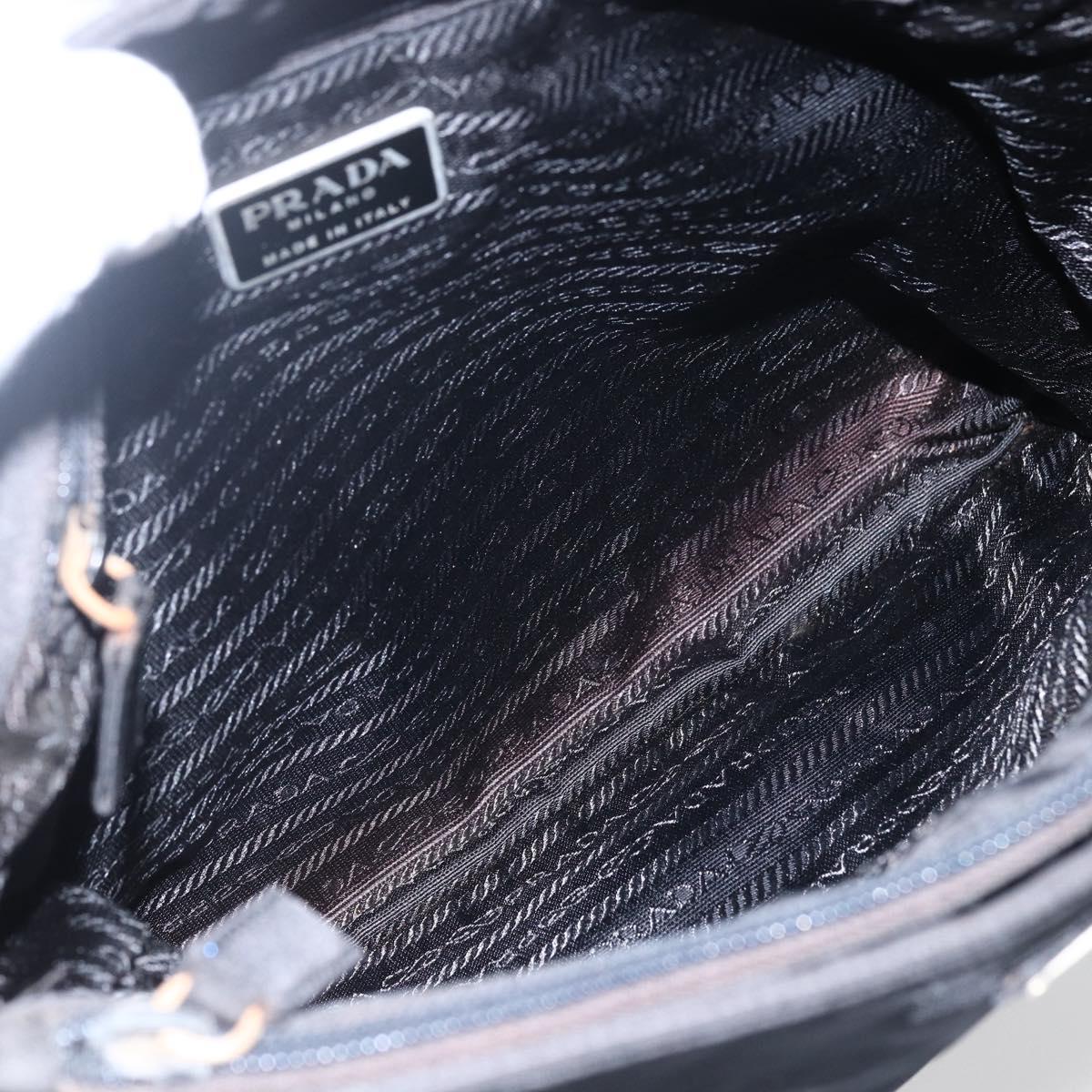 PRADA Tote Bag Nylon Black Silver Auth 173672