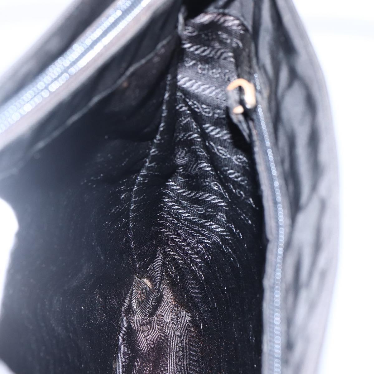 PRADA Tote Bag Nylon Black Silver Auth 173672