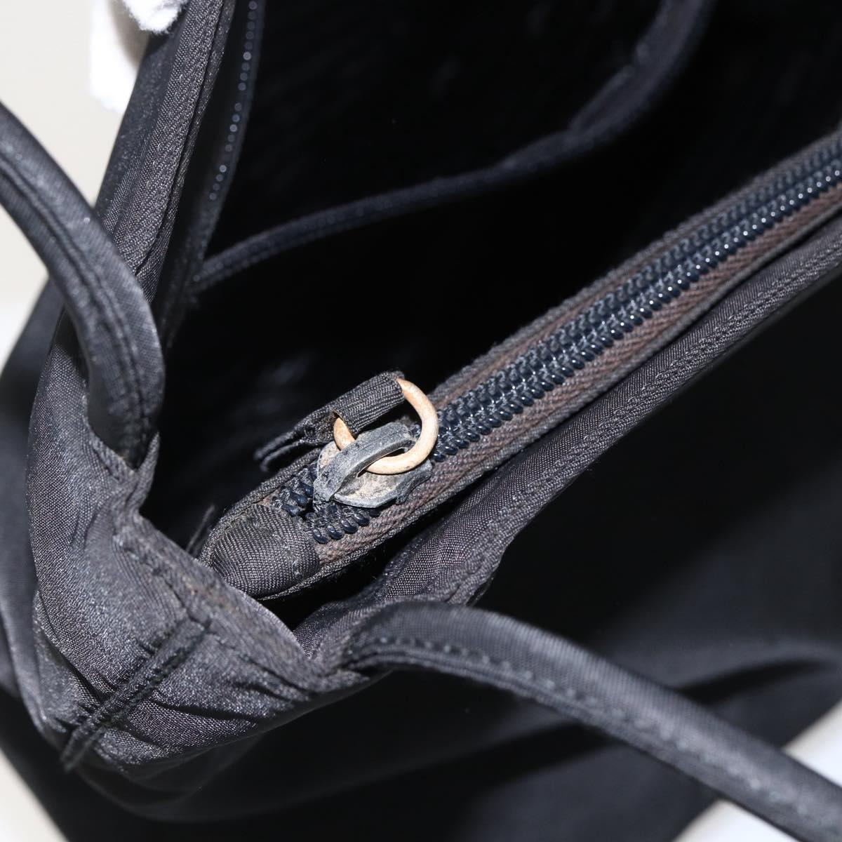 PRADA Tote Bag Nylon Black Silver Auth 173672