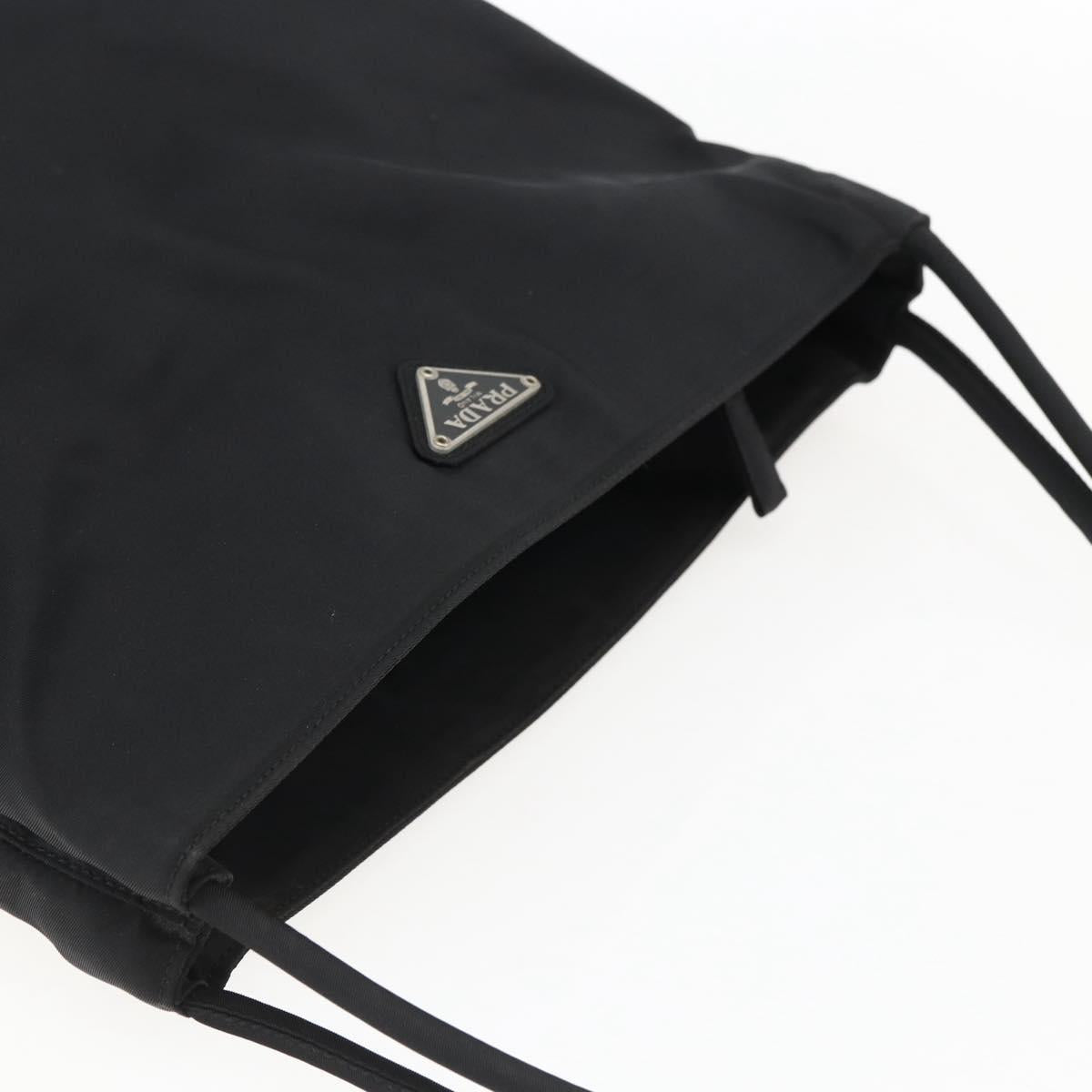 PRADA Tote Bag Nylon Black Silver Auth 173672