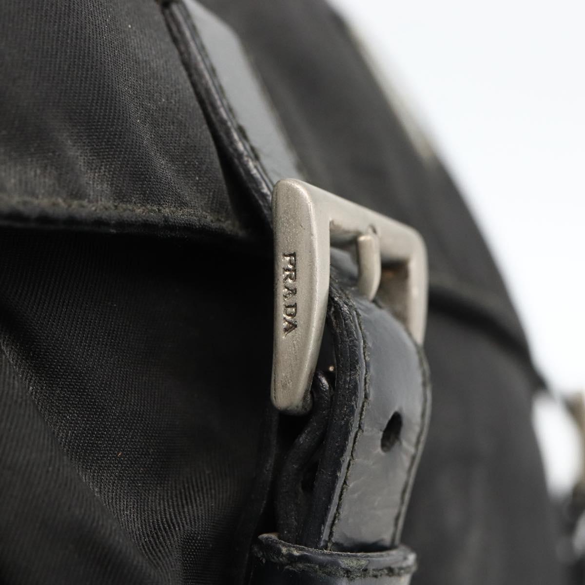 PRADA Shoulder Bag Nylon Black Silver Auth 173677