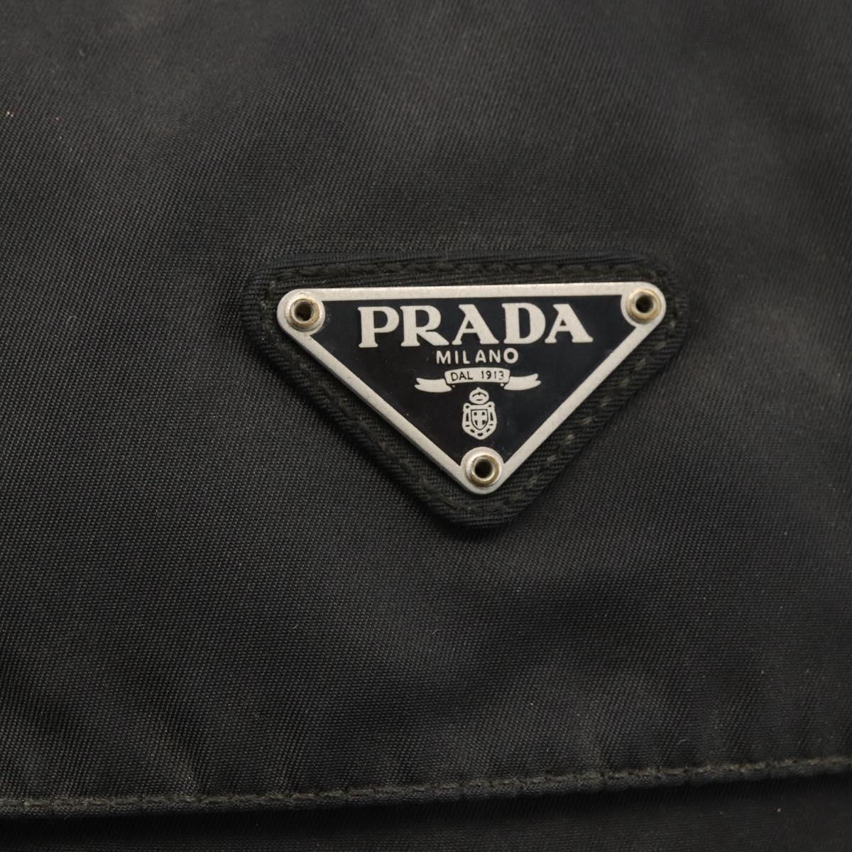 PRADA Shoulder Bag Nylon Black Silver Auth 173677