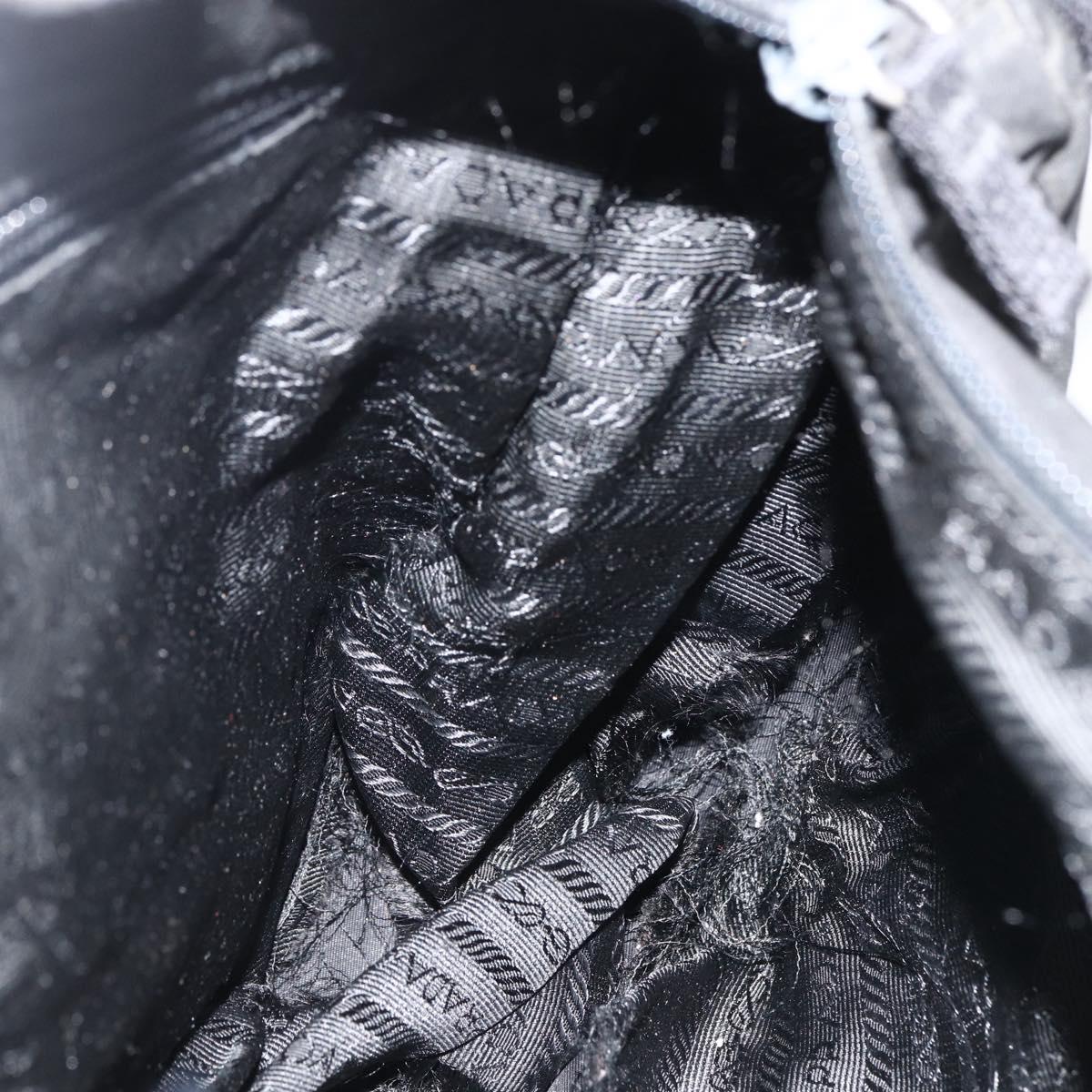 PRADA Shoulder Bag Nylon Black Silver Auth 173677