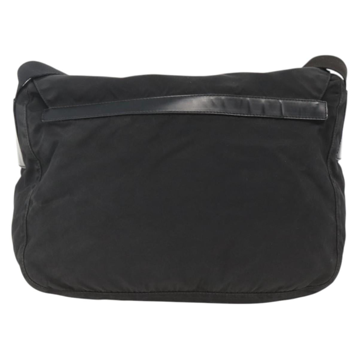 PRADA Shoulder Bag Nylon Black Silver Auth 173677