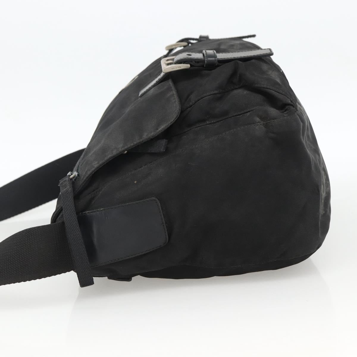 PRADA Shoulder Bag Nylon Black Silver Auth 173677