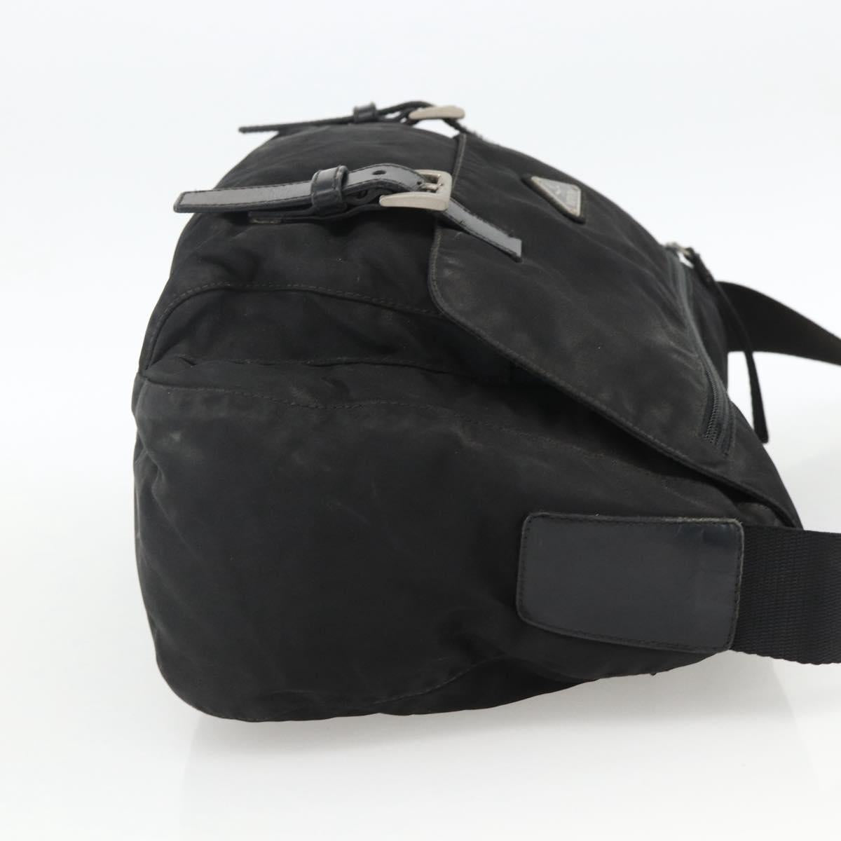 PRADA Shoulder Bag Nylon Black Silver Auth 173677