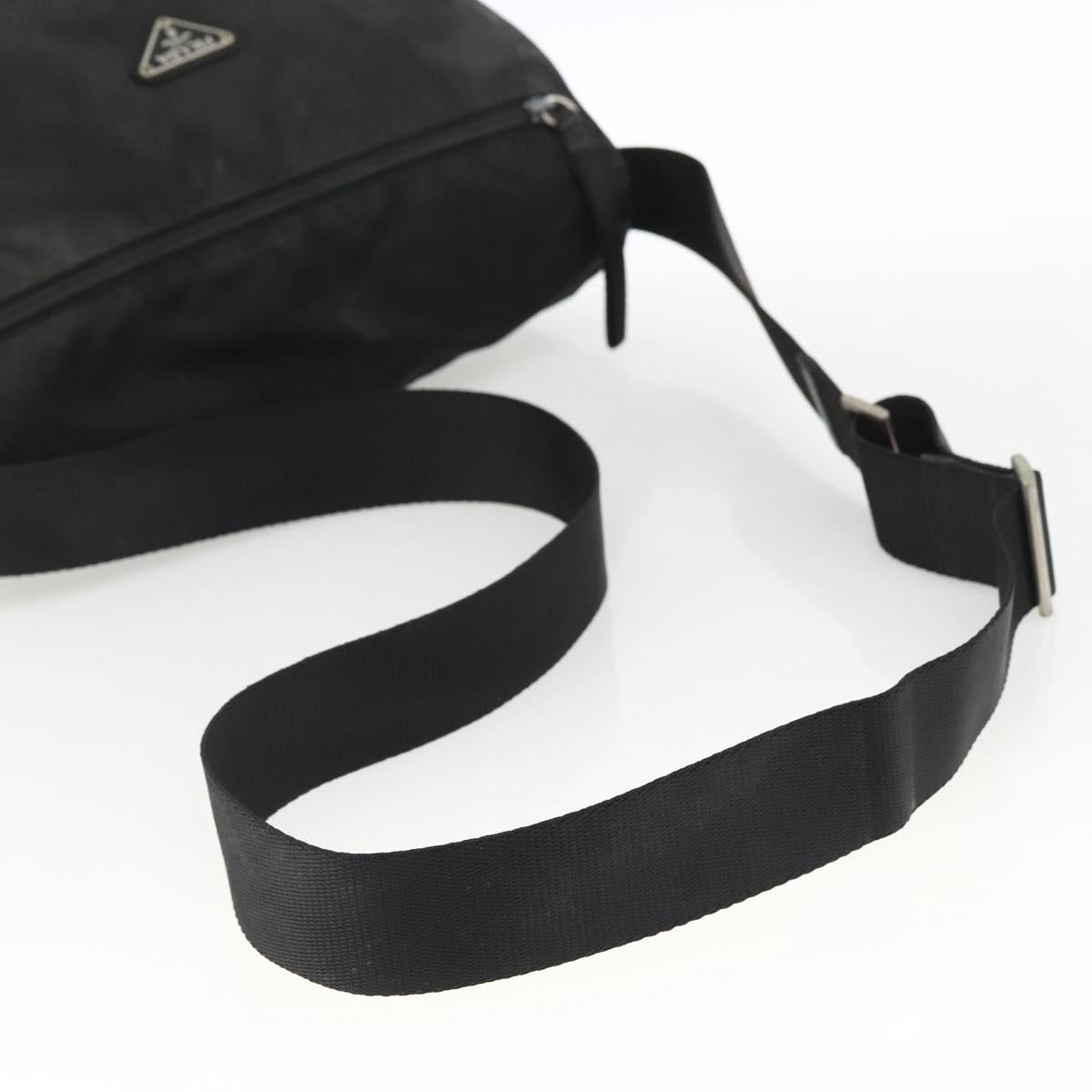 PRADA Shoulder Bag Nylon Black Silver Auth 173677