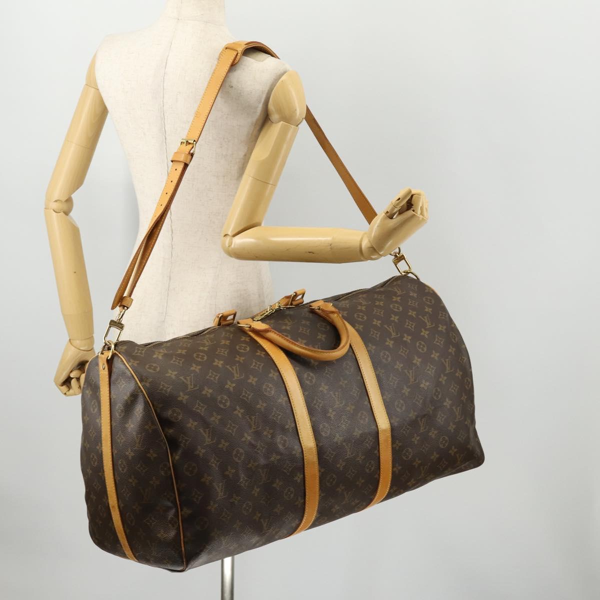 LOUIS VUITTON Monogram Keepall Bandouliere 60 Boston Bag M41412 LV Auth 173680