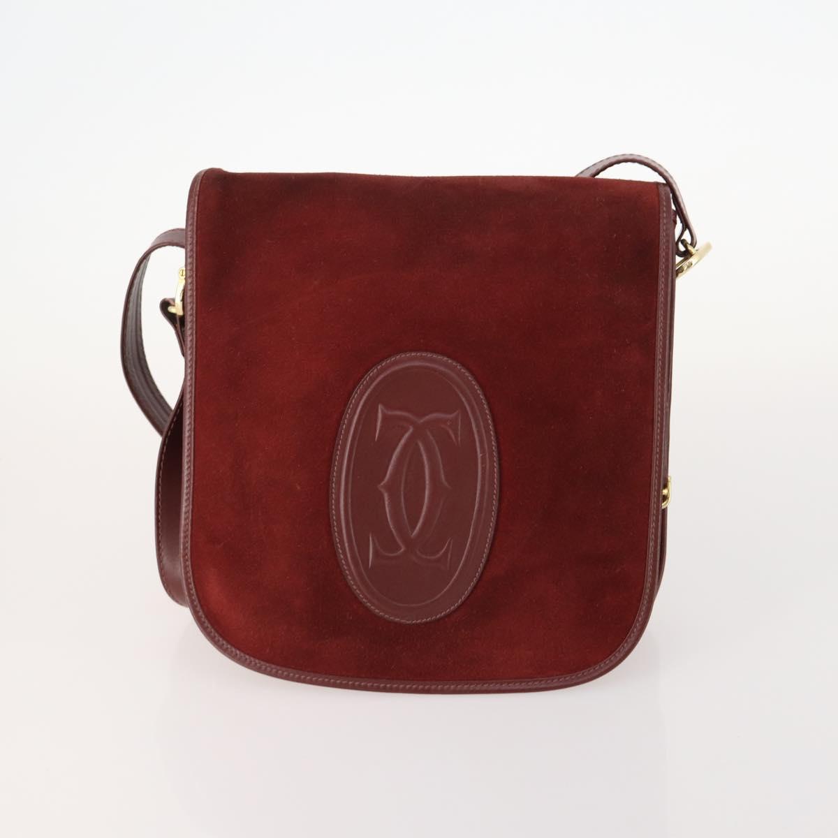 LOEWE Anagram Hand Bag Leather Nylon Suede 3 Set Red Gray Green Auth 173684