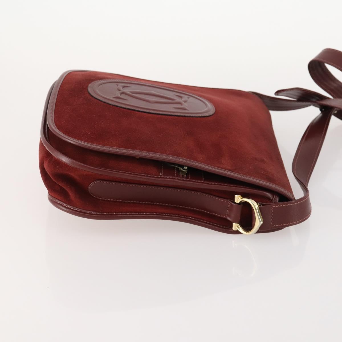 LOEWE Anagram Hand Bag Leather Nylon Suede 3 Set Red Gray Green Auth 173684