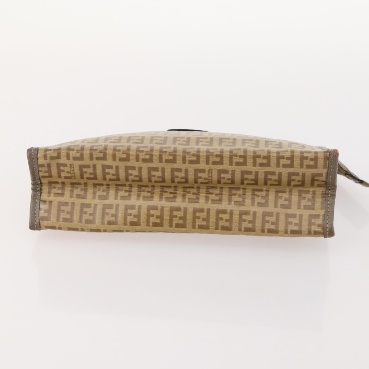 FENDI Zucchino Clutch Bag PVC 2 Set Brown Black Auth 173685