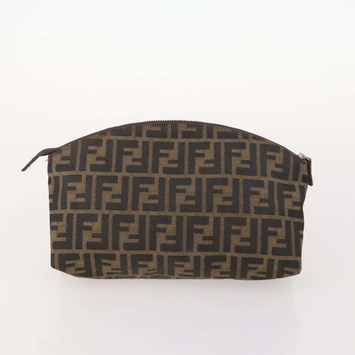 FENDI Zucchino Clutch Bag PVC 2 Set Brown Black Auth 173685