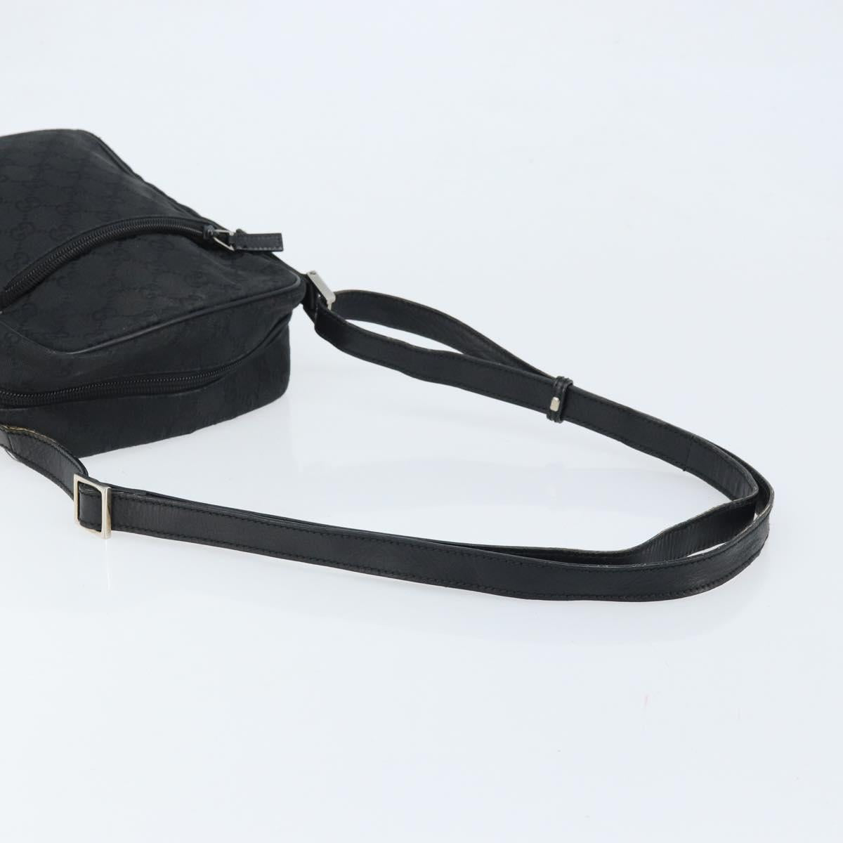 GUCCI GG Canvas Shoulder Bag Black Silver 03136 Auth 173686