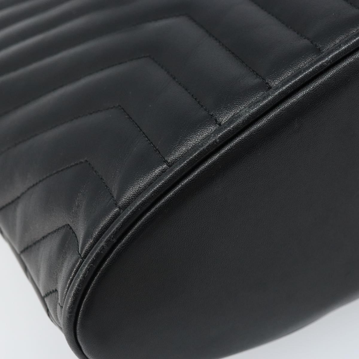 SAINT LAURENT Shoulder Bag Leather Black Gold Auth 173689