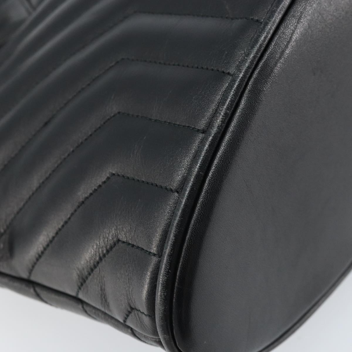 SAINT LAURENT Shoulder Bag Leather Black Gold Auth 173689