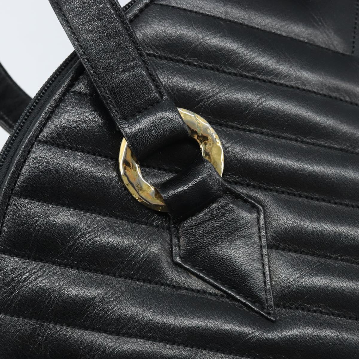 SAINT LAURENT Shoulder Bag Leather Black Gold Auth 173689