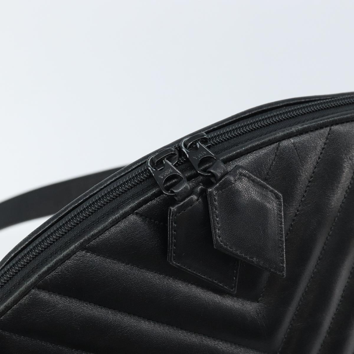 SAINT LAURENT Shoulder Bag Leather Black Gold Auth 173689