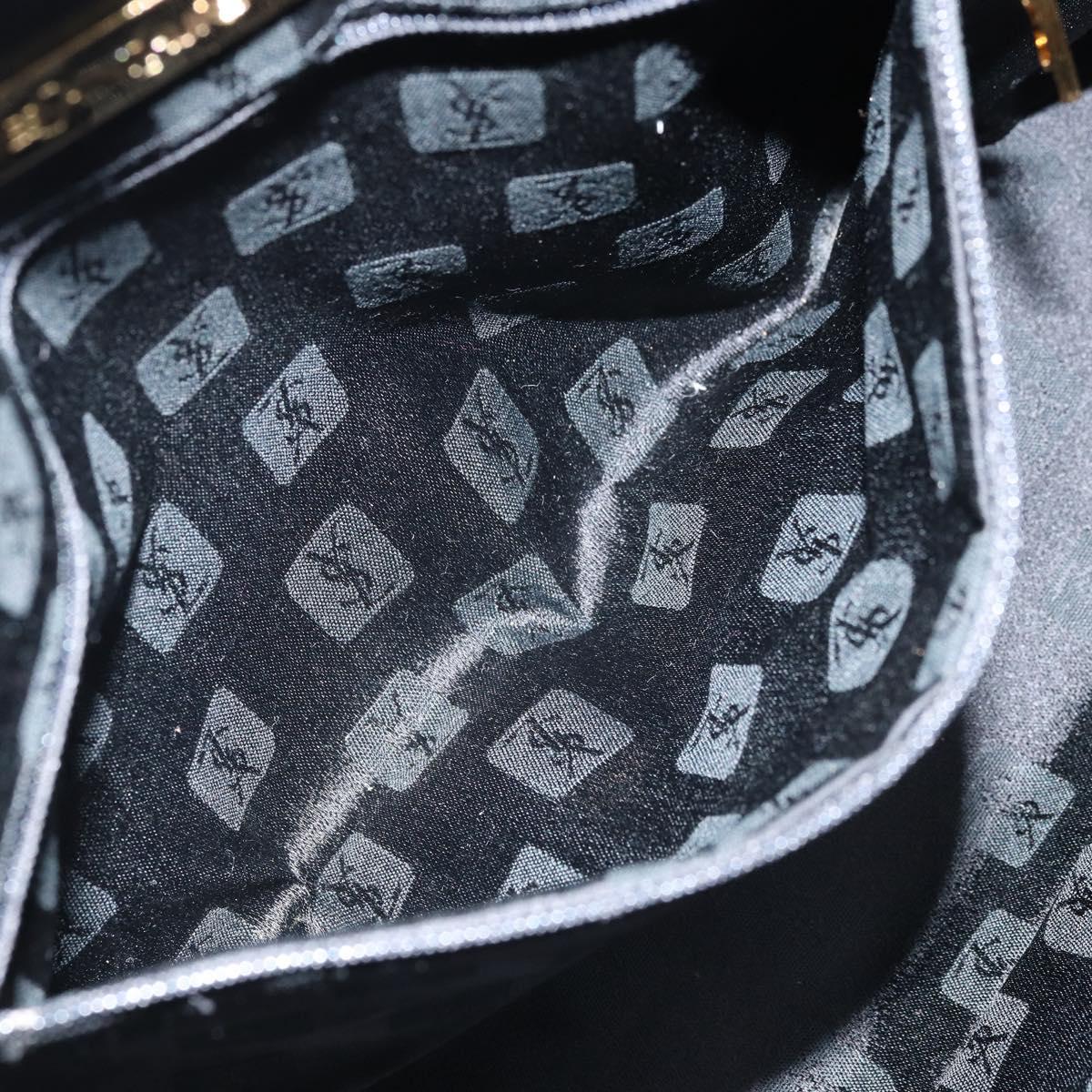 SAINT LAURENT Shoulder Bag Leather Black Gold Auth 173689