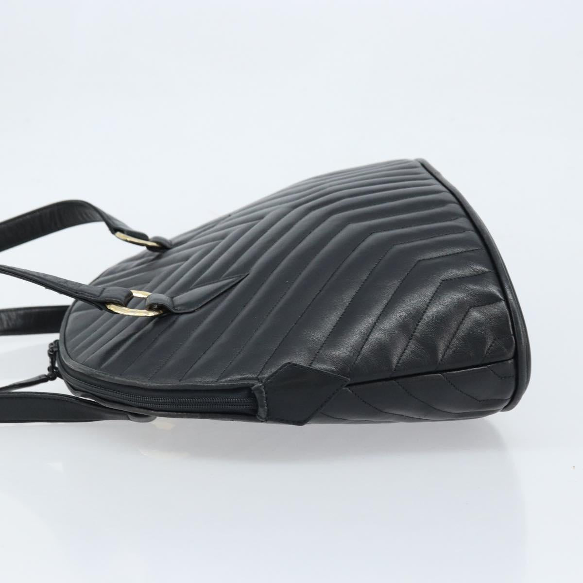 SAINT LAURENT Shoulder Bag Leather Black Gold Auth 173689