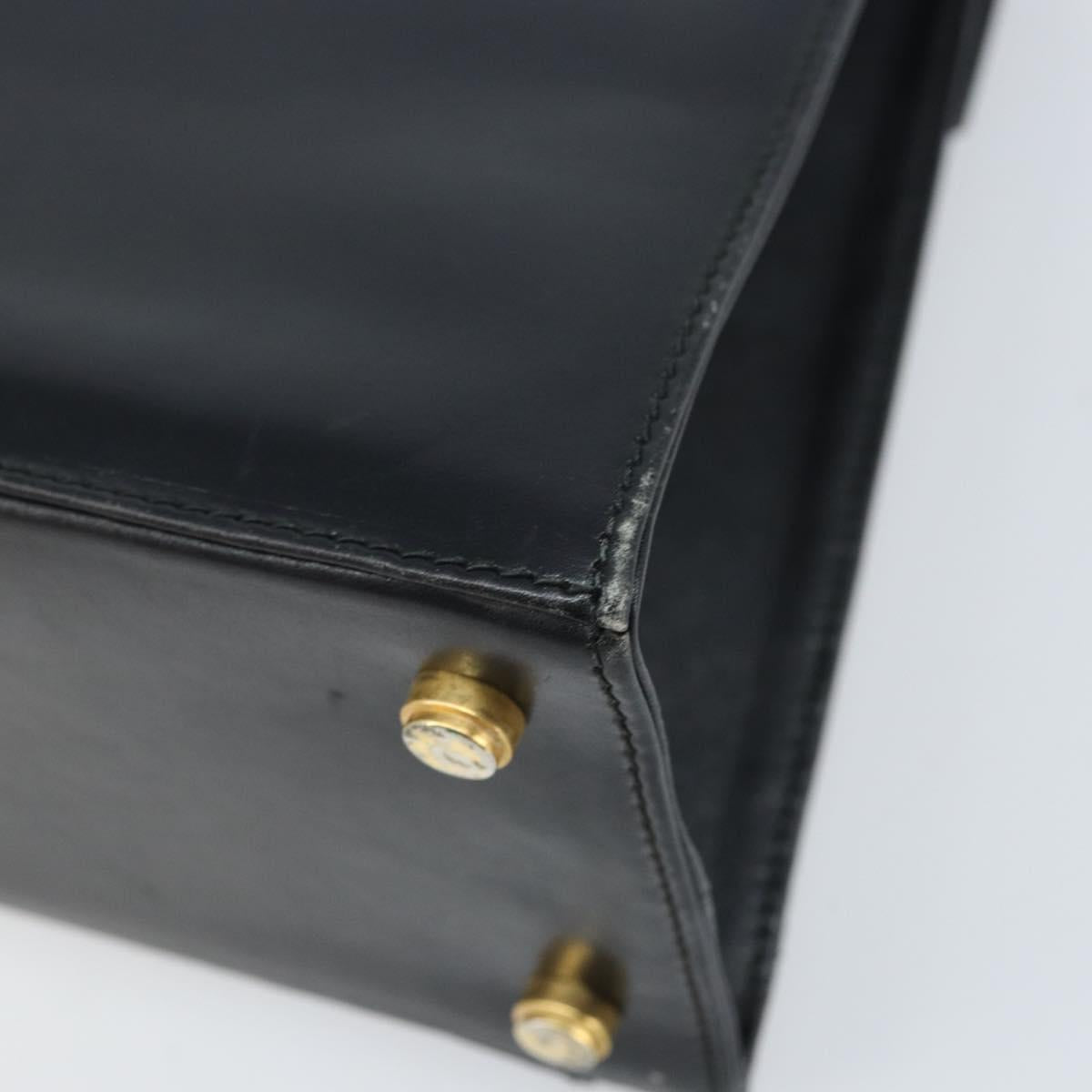 Salvatore Ferragamo Hand Bag Leather Black Gold Auth 173690