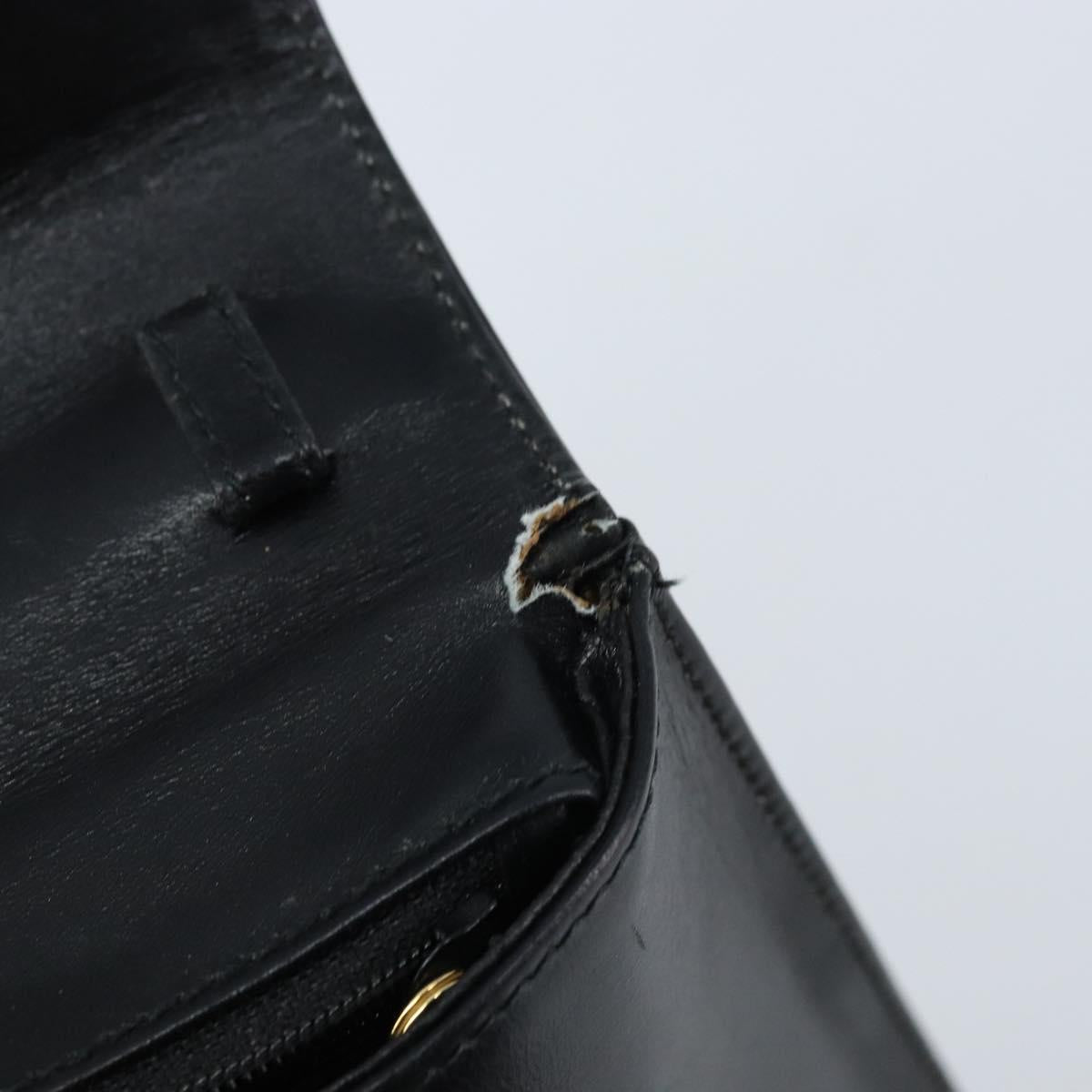 Salvatore Ferragamo Hand Bag Leather Black Gold Auth 173690