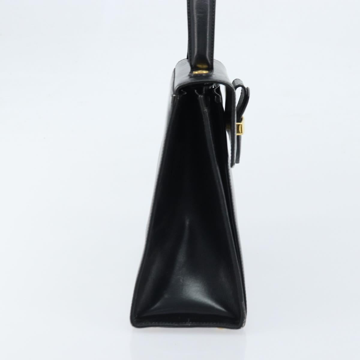 Salvatore Ferragamo Hand Bag Leather Black Gold Auth 173690