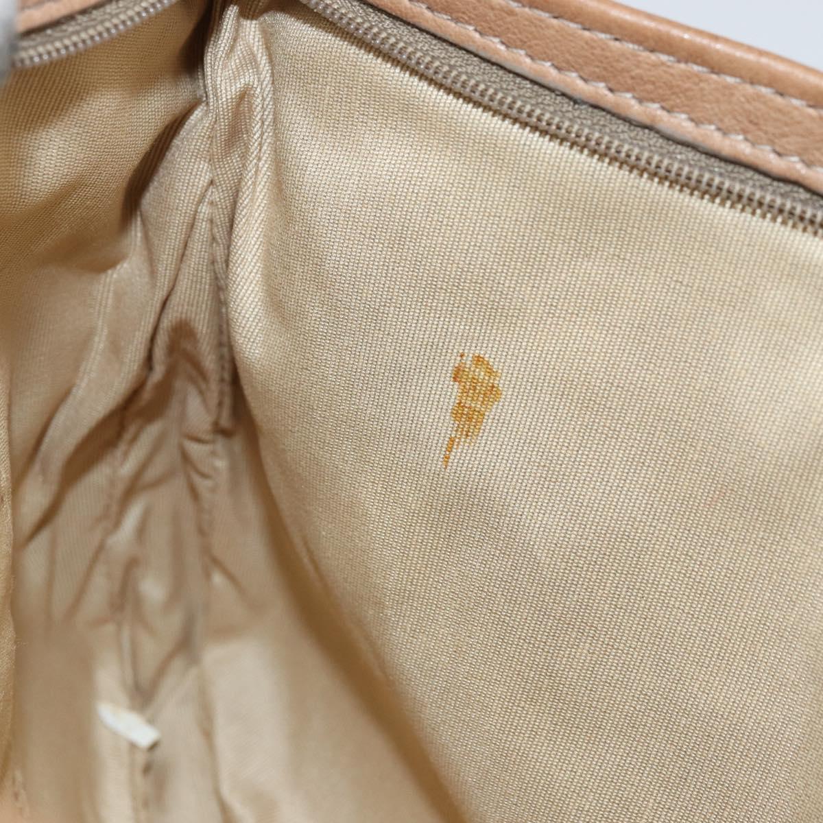 Jimmy Choo Clutch Bag Leather Beige Gold Auth 173692