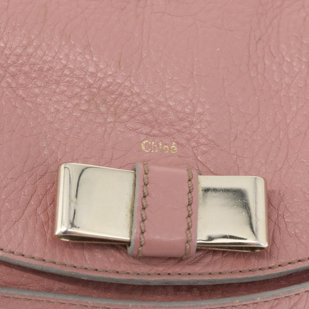 Chloe Lily Shoulder Bag Leather 2way Pink Gold Auth 173695